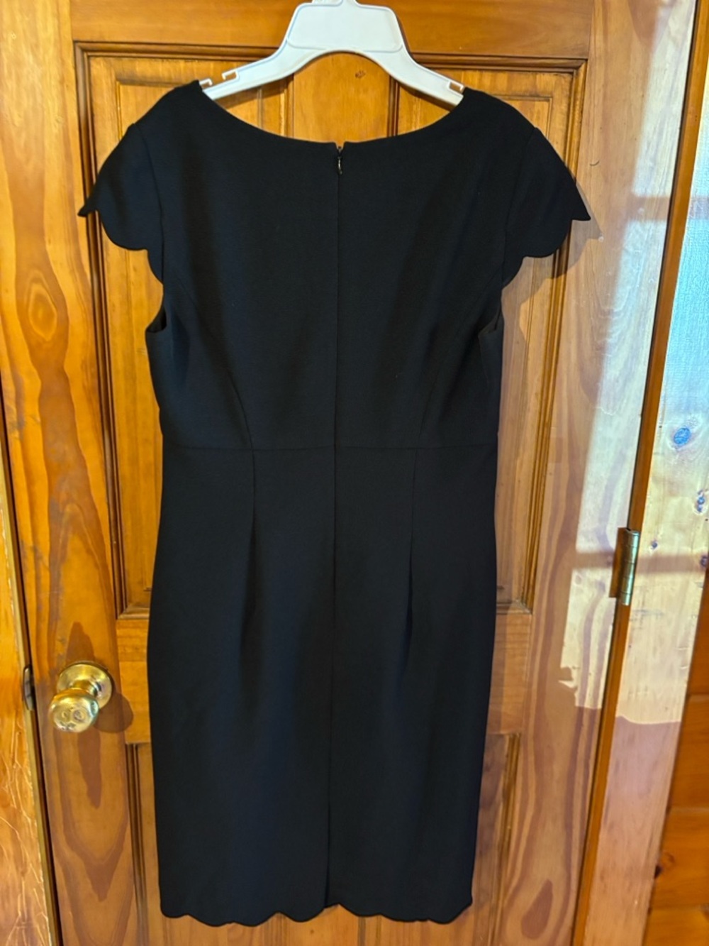 Adrianna Papell Black Scallop Neck Sheath Dress - Picture 3 of 7